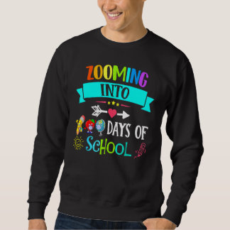 Zooming Into 100 Days Of School Teacher Kids Sweatshirt