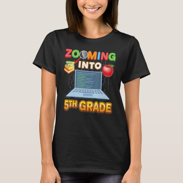 Zooming Into 5th Grade Fifth Virtual Student Learn T-Shirt (Vorderseite)