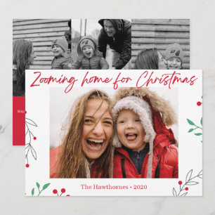 "Zooming Zuhause" lustiges Weihnachtsfest-Foto Feiertagskarte