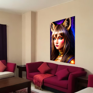 Zoomorphische coole junge Dame mit Luchohr Art d Poster