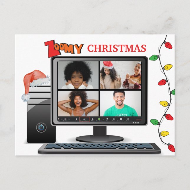 Zoomy Christmas Call Video Satire Konferenz Postkarte (Vorderseite)