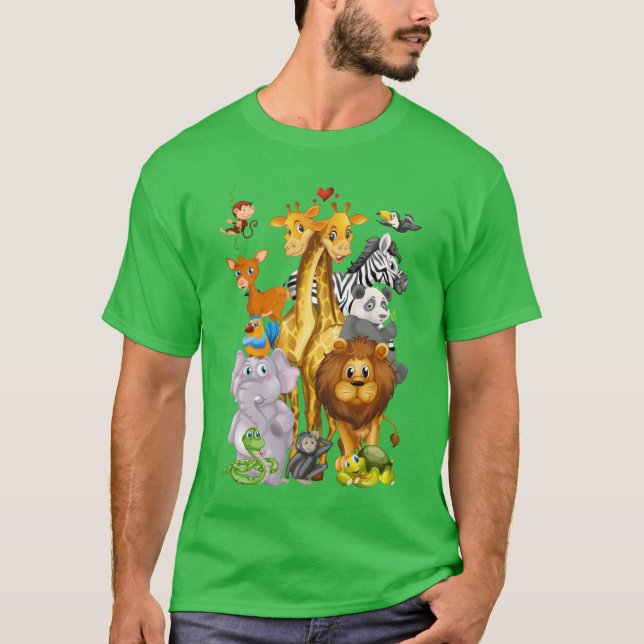 Zoorip Cute Zoo Animals retro T-Shirt (Vorderseite)