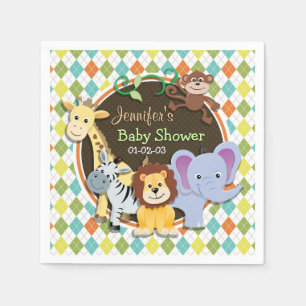 Zootiere auf farbenfrohe Raute Serviette