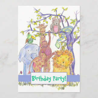 Zootiere Einladung zum Geburtstag