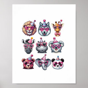 Zootiere Geburtstagsparty Wildlife Lovers Gi Poster