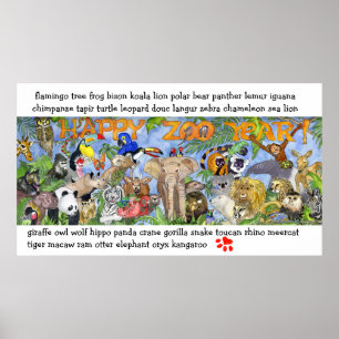 Zootiere Kinder Wand Kunstgedicht drucken Poster