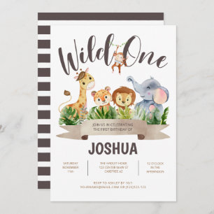 Zootiere Wild Ein Geburtstag Einladung