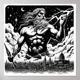 Zorn der Zeus-Tinte Illustration griechische Mytho Poster