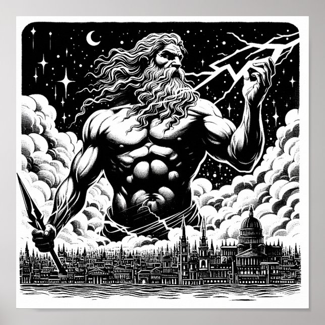 Zorn der Zeus-Tinte Illustration griechische Mytho Poster (Vorne)