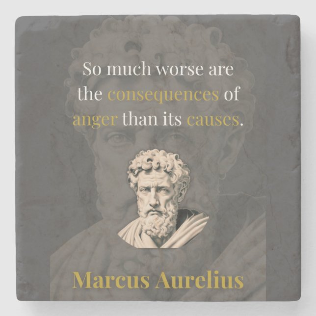 Zorn schadet dir am meisten: Marcus Aurelius über  Steinuntersetzer (Vorderseite)