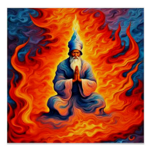 Zoroaster beten in den ewigen Flammen Poster
