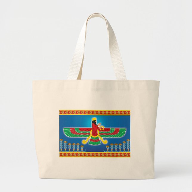 Zoroastrian-Perser Faravahar Jumbo Stoffbeutel (Vorne)