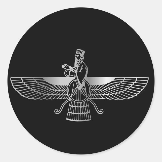 Zoroastrianismus Faravahar Runder Aufkleber (Vorderseite)
