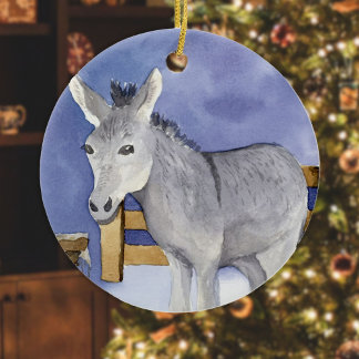 Zotteliger Esel (Freundliche Tiere Serie) Keramik Ornament
