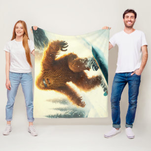 Zottiger Bigfoot Snowboarden AI Yeti Schneehang Fleecedecke