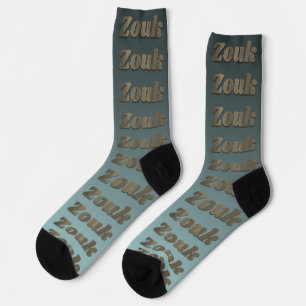 Zouk tanzt in lila, roten, blauen Buchstaben Socken