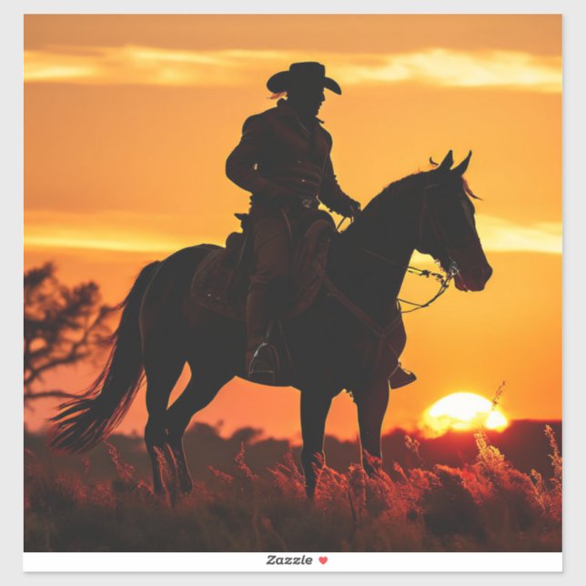 ZOYNK Cowboy Sunset 0023384 Aufkleber (Blatt)