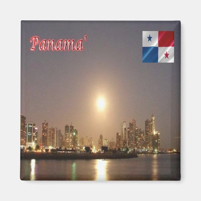 zPA004 PANAMA Nachts, Skyline, Amerika, Kühlschran Magnet (Vorne)