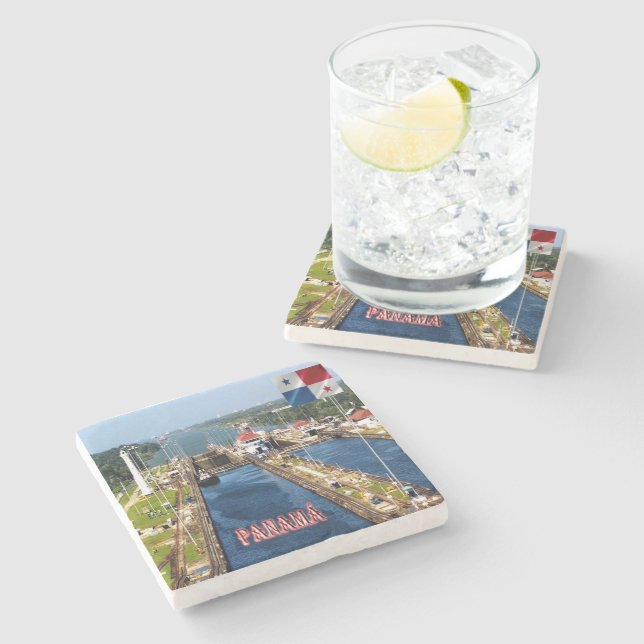 zPA014 PANAMA, CANAL LOCKS, Amerika, Steinuntersetzer (Seitenansicht)