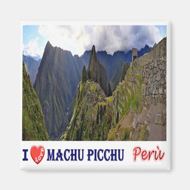 zPE027 MACHU PICCHU I Liebe, Mosaik, Peru, Kühlsch Magnet (Vorne)