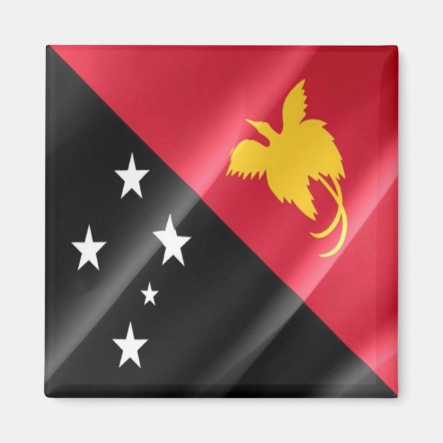 zPG002 WAVING FLAG PAPUA NEUE GUINEA, Kühlschrank Magnet (Vorne)