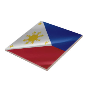 zPH002 waving Philippine FLAG Philippinen, Fliese