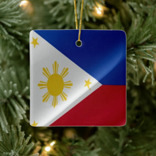 zPH002 waving Philippine FLAG Philippinen, Keramikornament