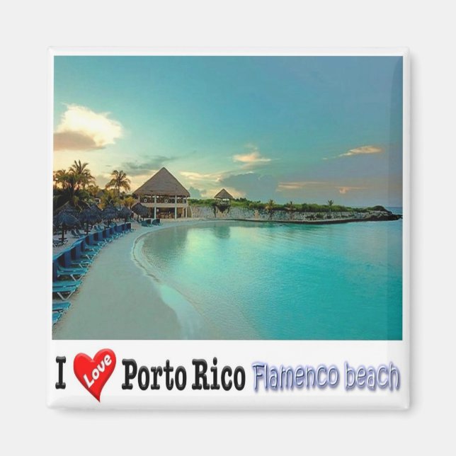 zPR005 PUERTO RICO, Flamenco Beach, Kühlschrank Magnet (Vorne)