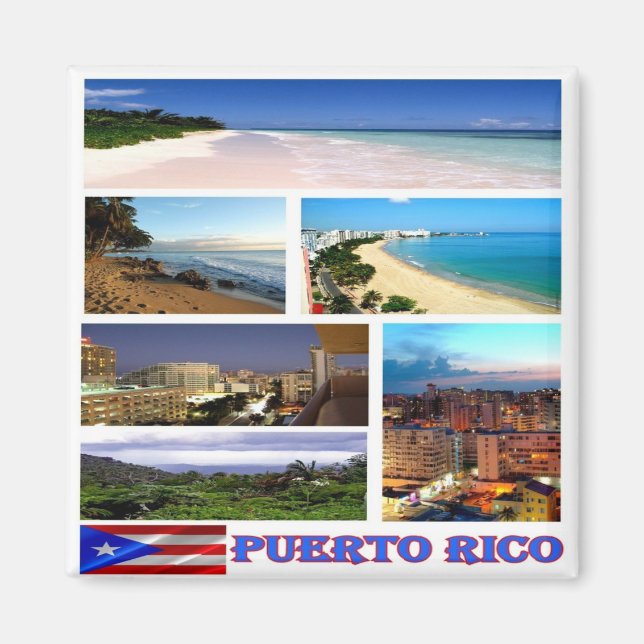 zPR006 PUERTO RICO, Mosaik, Amerika, Kühlschrank Magnet (Vorne)