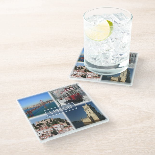 zPT007 LISBON, Portugal, Glasuntersetzer (Schrägansicht)