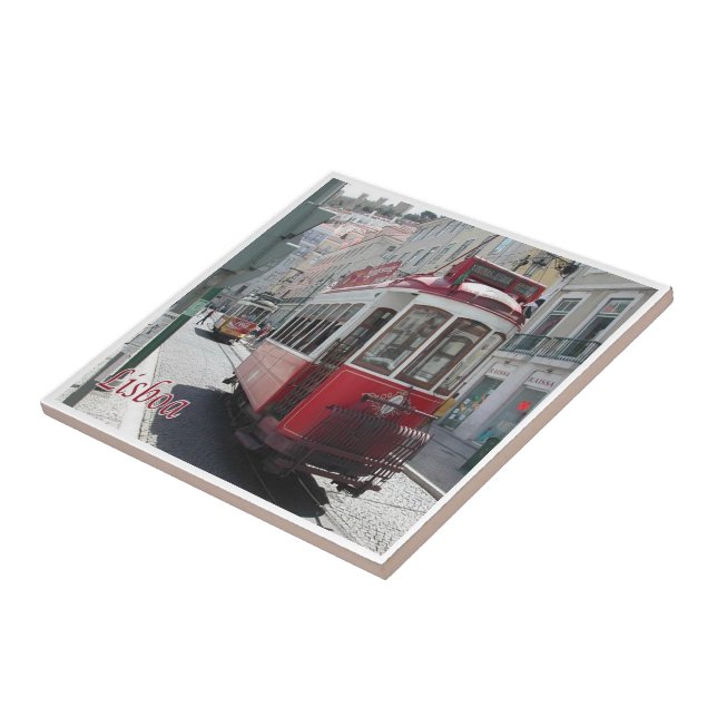 zPT014 LISBON Tram Streetcar, Portugal, Fliese (Seite)