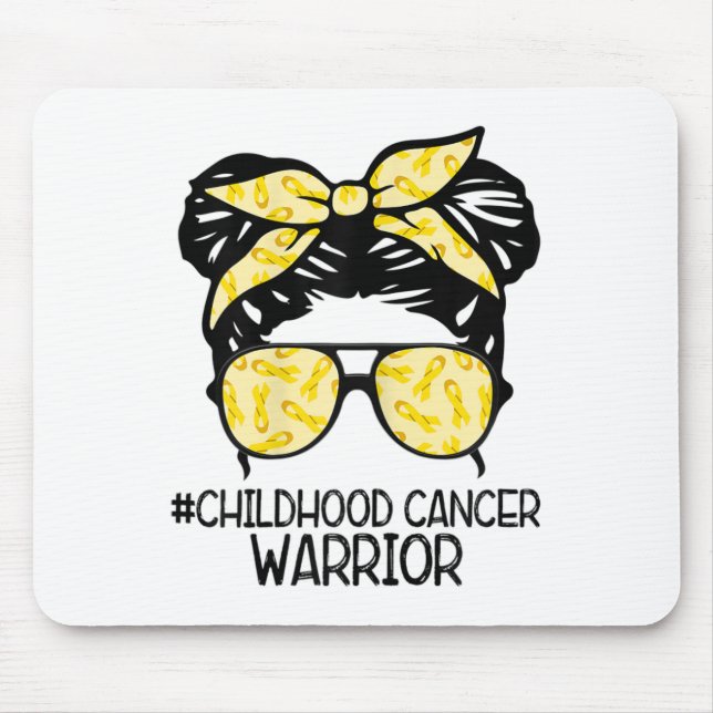 Zqxj Messy Bun Yellow Ribbon Childhood Cancer Warr Mousepad (Vorne)