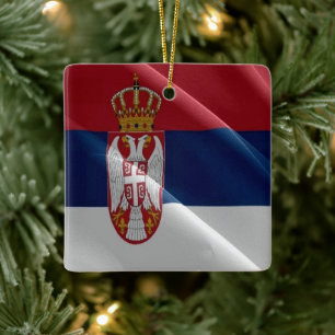 zRS002 SERBIAN waving FLAG SERBIA, Europa, Keramikornament