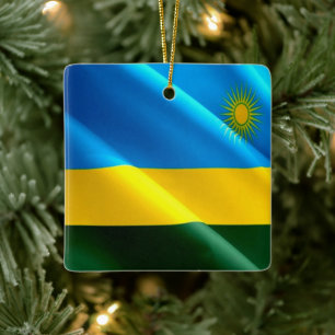zRW002 RWANDA, Waving Flag, Afrika, Keramikornament