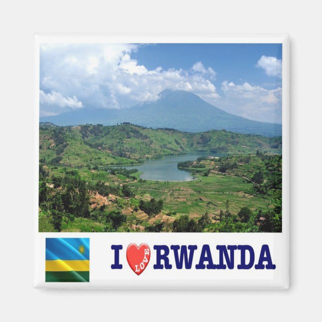zRW007 RWANDA, I Liebe, Virunga Mountains, Kühlsch Magnet (Vorne)