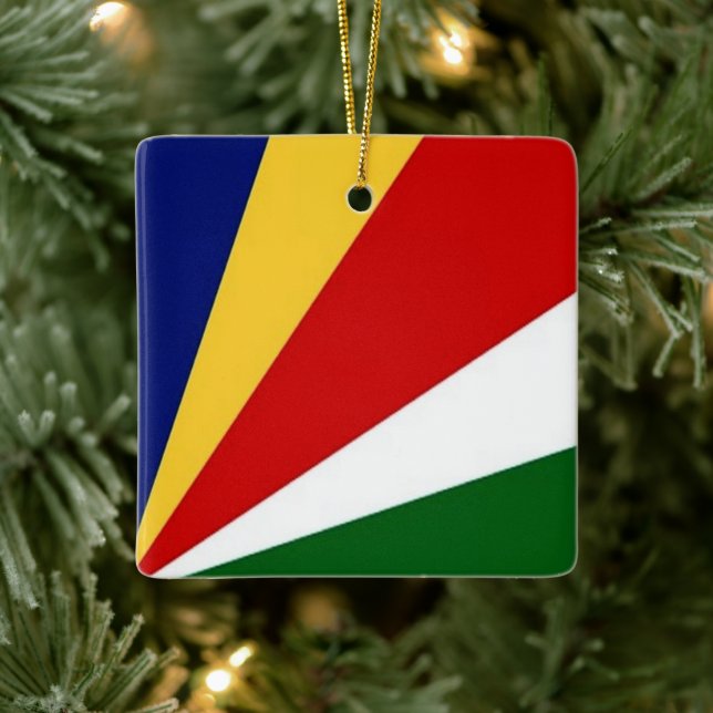 zSC001 SEYCHELLES, Flag, Afrika, Keramikornament (Baum)
