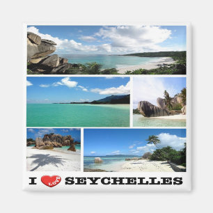 zSC013 SEYCHELLES I Liebe, Mosaik, Afrika, Kühlsch Magnet