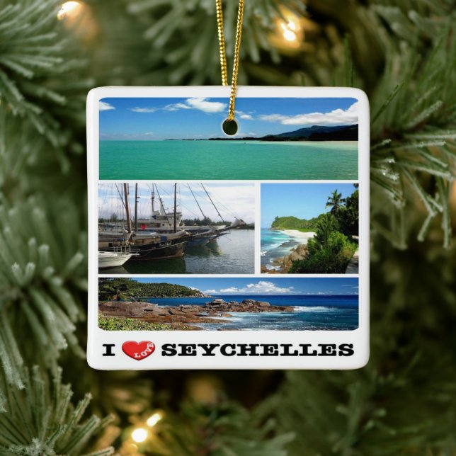zSC021 SEYCHELLES, I Liebe, Keramikornament (Baum)