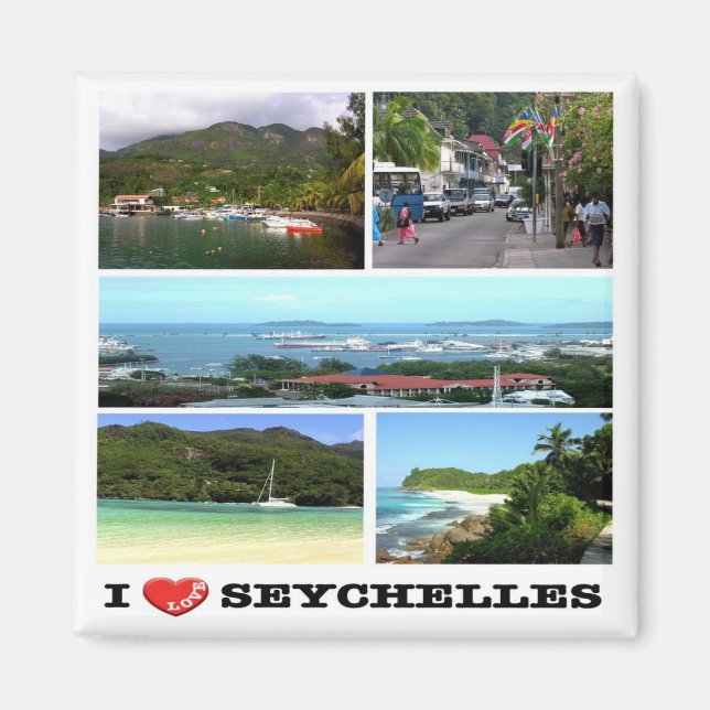 zSC023 SEYCHELLES I Liebe, Victoria, Mosaik, Kühls Magnet (Vorne)
