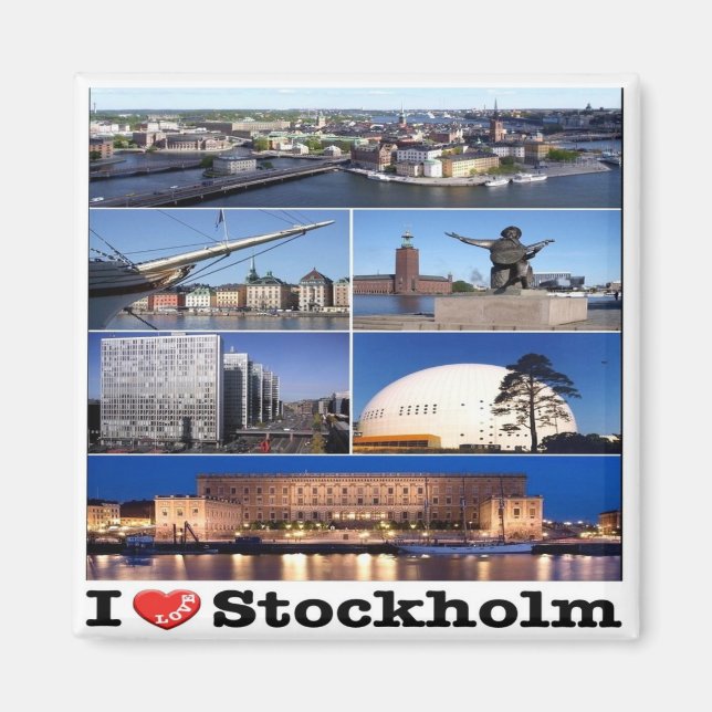 zSE021 STOCKHOLM "I LIEBE". Schweden, Europa, Kühl Magnet (Vorne)
