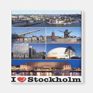 zSE021 STOCKHOLM "I LIEBE". Schweden, Europa, Kühl Magnet