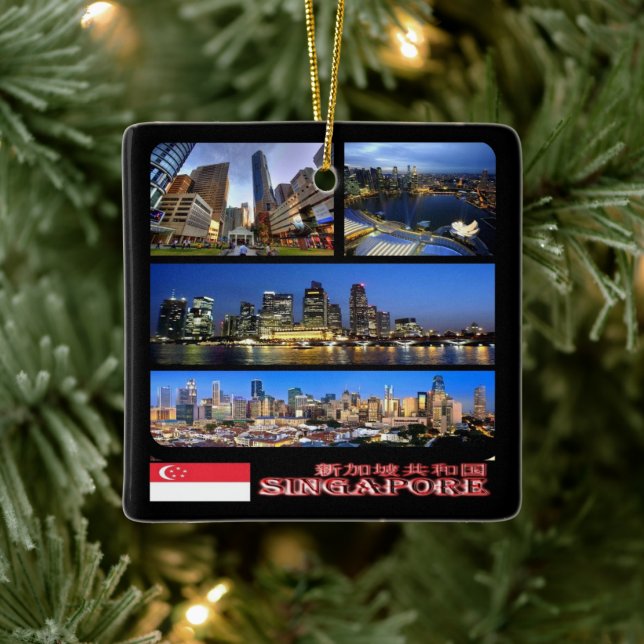 zSG003 SINGAPUR Collage LION CITY, Asia, Keramikornament (Baum)