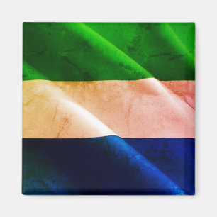 zSL002 SIERRA LEONE, Waving Flag, Afrika, Kühlschr Magnet
