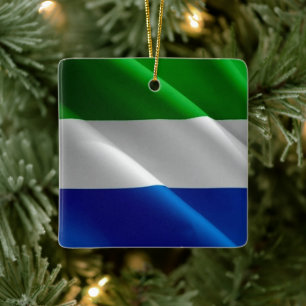 zSL02 SIERRA LEONE, Waving Flag, Afrika, Keramikornament