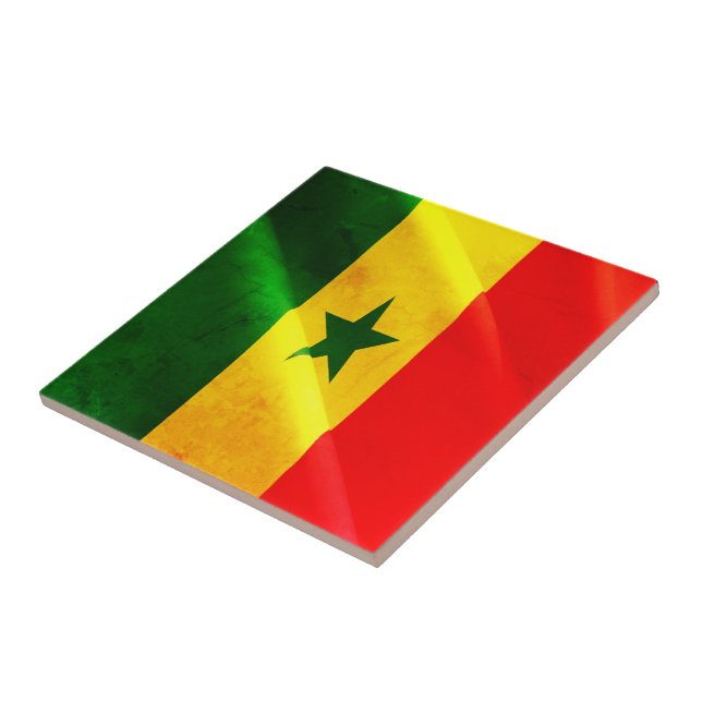 zSN002 SENEGAL, Waving Flag, Afrika, Kühlschrank Fliese (Seite)