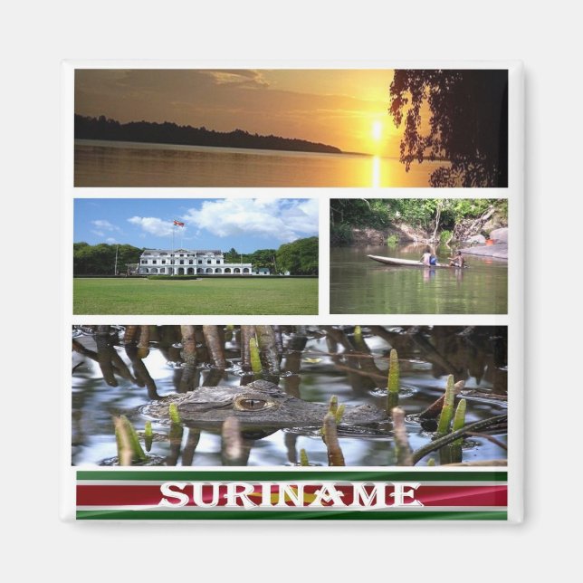 zSR003 SURINAME, Mosaik, Amerika, Kühlschrank Magnet (Vorne)