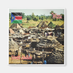 zSS005 WAU, Huts Outside, Südsudan, Afrika, Frid Magnet