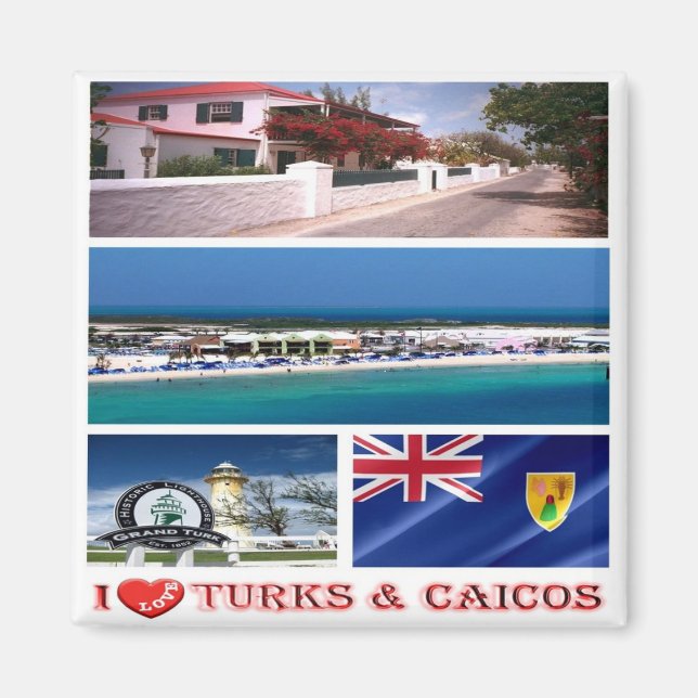 zTC003 TURKS und CAICOS Inseln I Liebe, Kühlschran Magnet (Vorne)