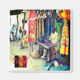 zTD003 CHAD, Markt im Tschad, Afrika, Kühlschrank Magnet