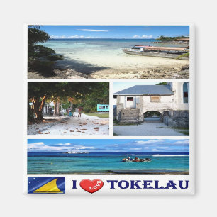 zTK003 TOKELAU ISLAND I LIEBE, Mosaik, Kühlschrank Magnet